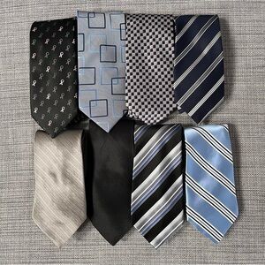 Elegant Men's Tie Set - Black, Blue, Gray